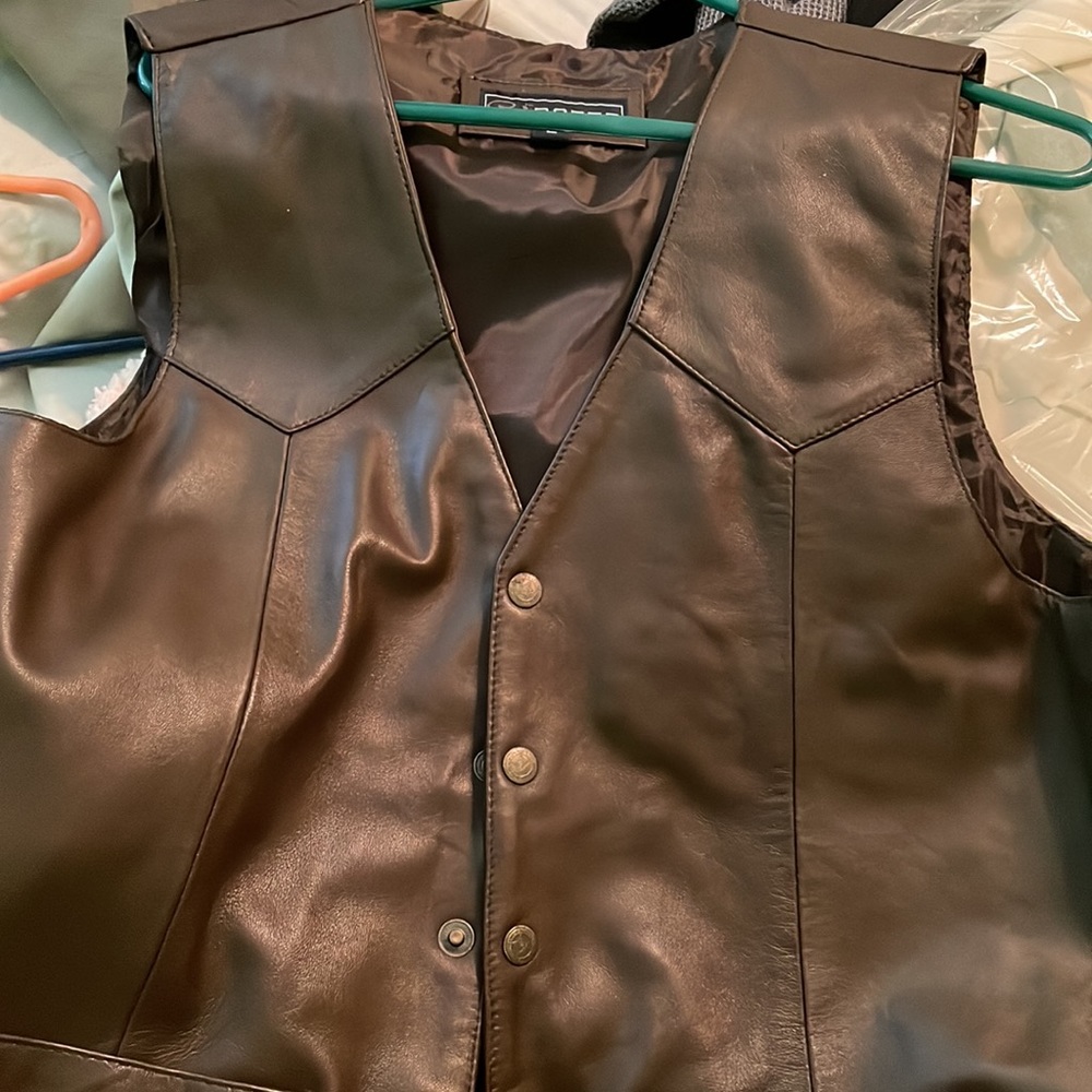 Brown leather vest